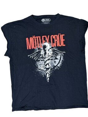 Motley Crue Black Cutoff Sleeve Band Tee Size XL